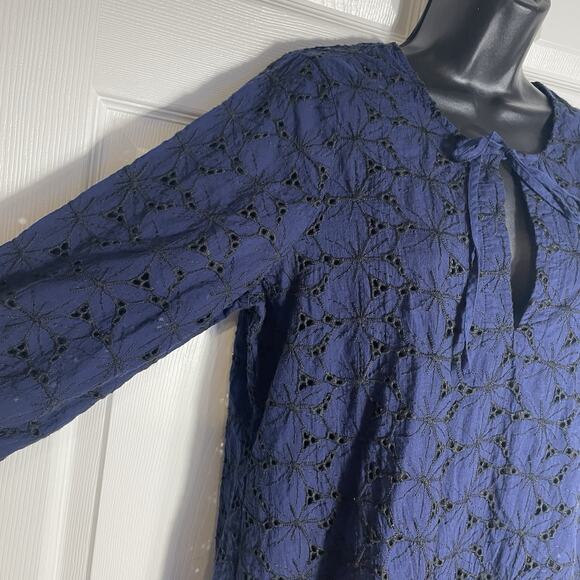 Eberjey Dress Women Large Blue Eyelet Lace Sardinia Tessa Swim Coverup‎ Mini - Picture 2 of 10